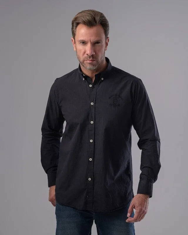 LONG SLEEVE PLAIN SHIRT - BLACK