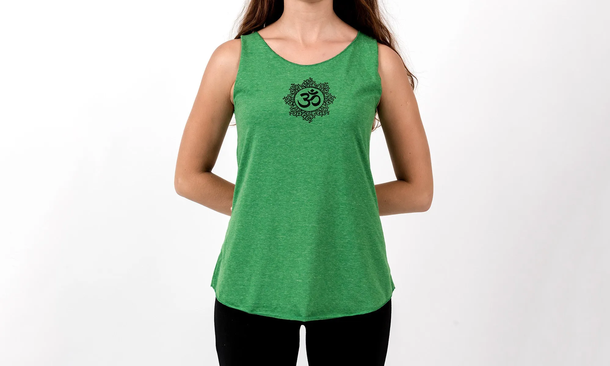 Loose Soft Vintage Style Women's Tank Tops Om Green