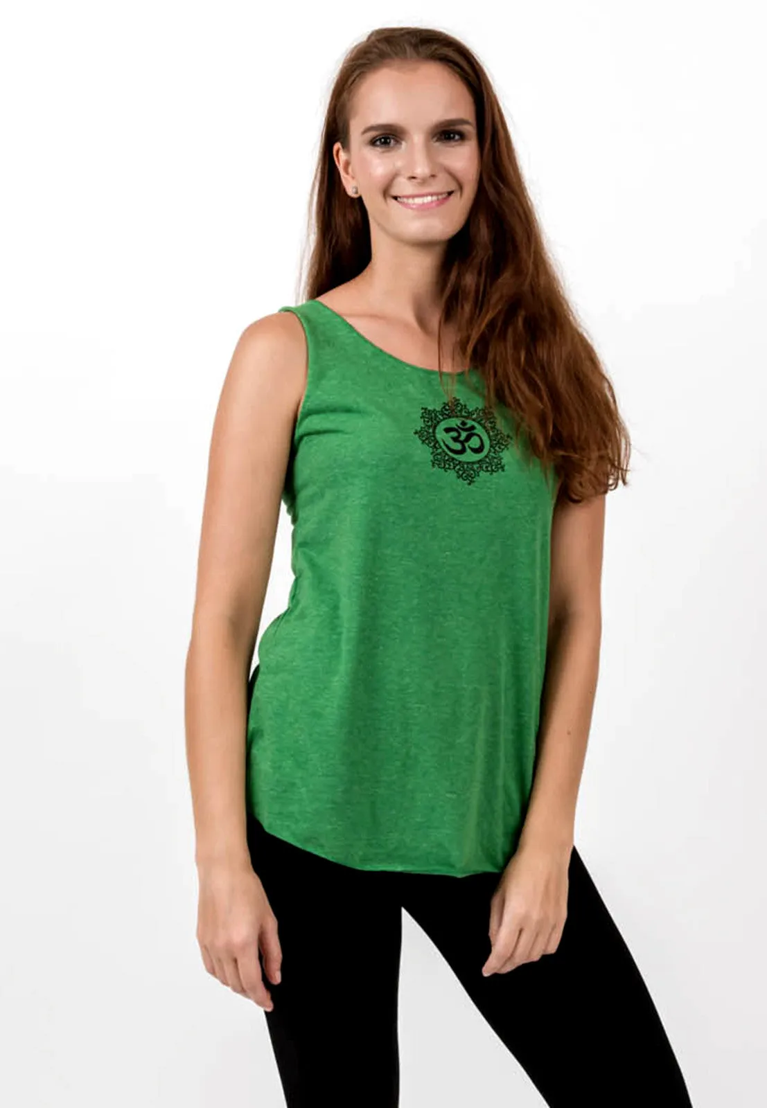 Loose Soft Vintage Style Women's Tank Tops Om Green