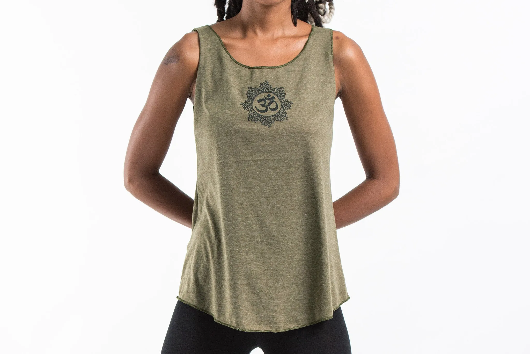 Loose Soft Vintage Style Women's Tank Tops Om Olive