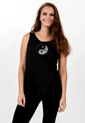 Loose Soft Vintage Style Women's Tank Tops Yin Yang Black