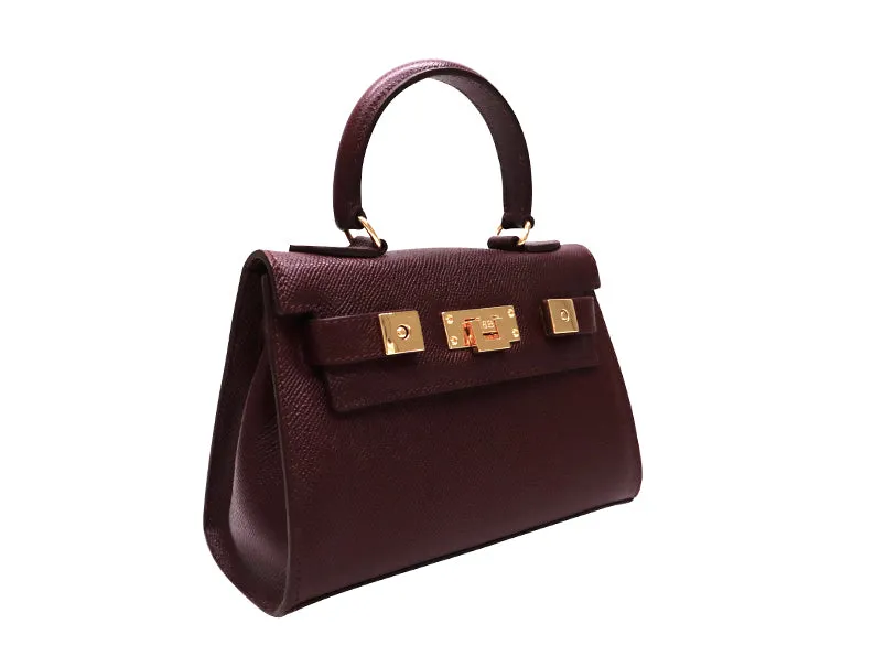 Maya Mignon Dolomite Pebble Print Calf Leather Handbag - Wine