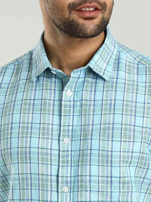 Men Checked Half Sleeve Cotton Blend Shirt