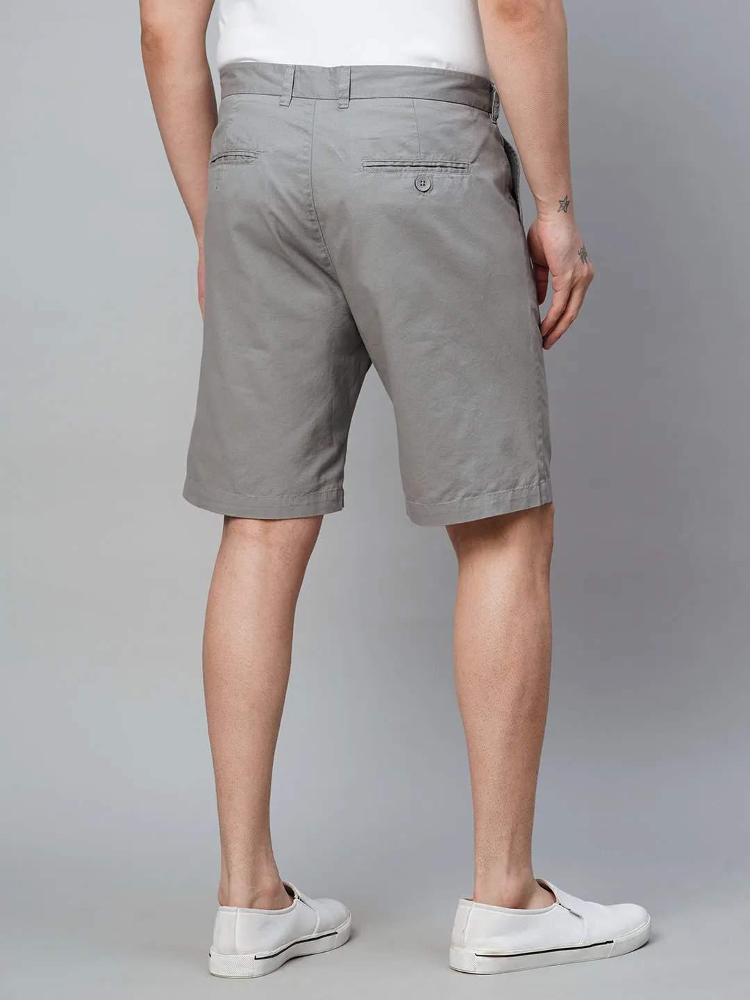 Men's Dark Grey Cotton  Regular Fit Shorts