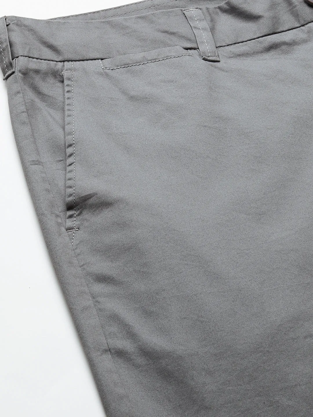 Men's Dark Grey Cotton  Regular Fit Shorts