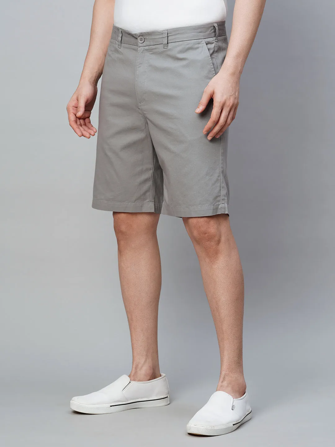 Men's Dark Grey Cotton  Regular Fit Shorts