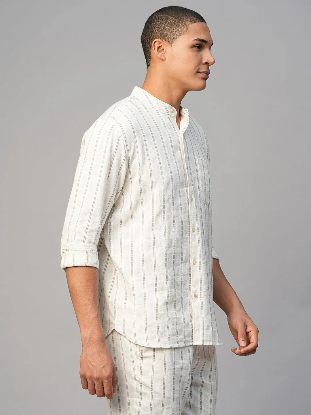 Men's Natural Cotton Linen Regular Fit Shirt