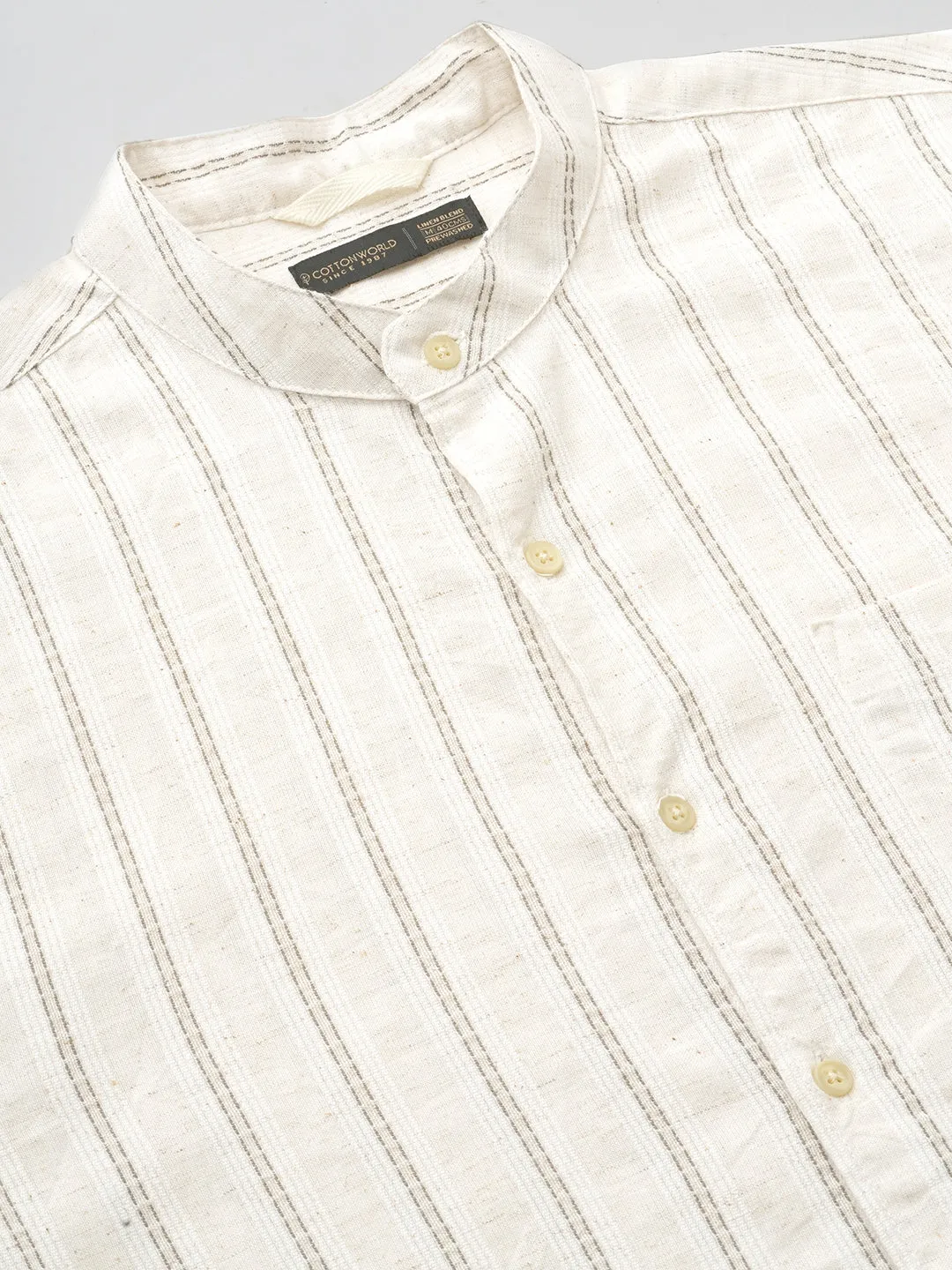 Men's Natural Cotton Linen Regular Fit Shirt