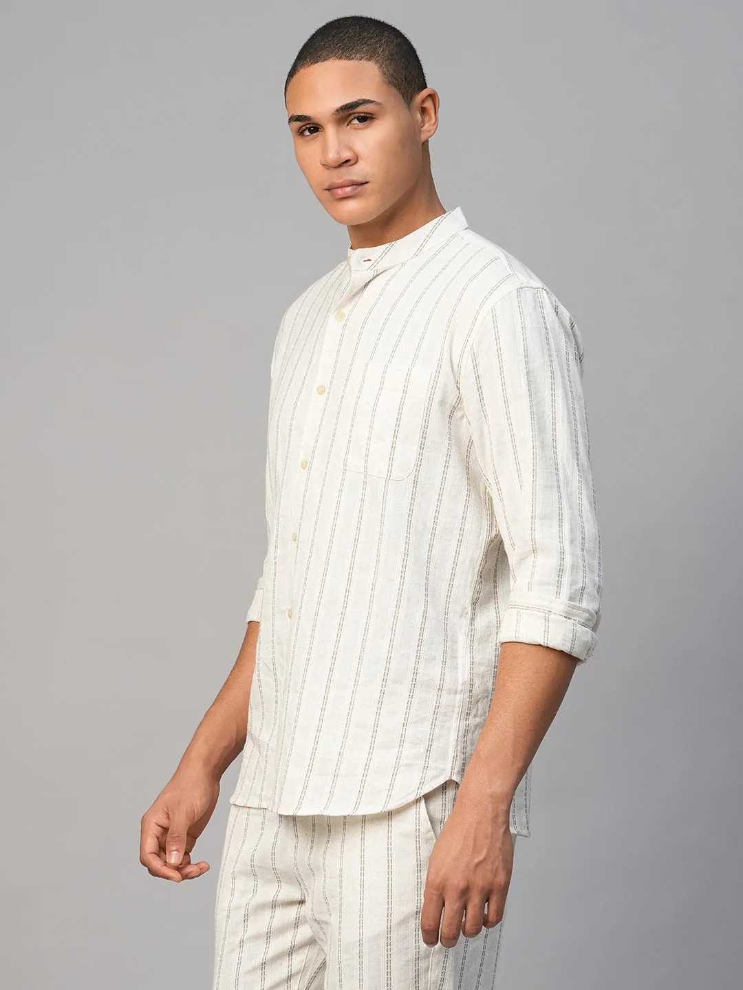 Men's Natural Cotton Linen Regular Fit Shirt