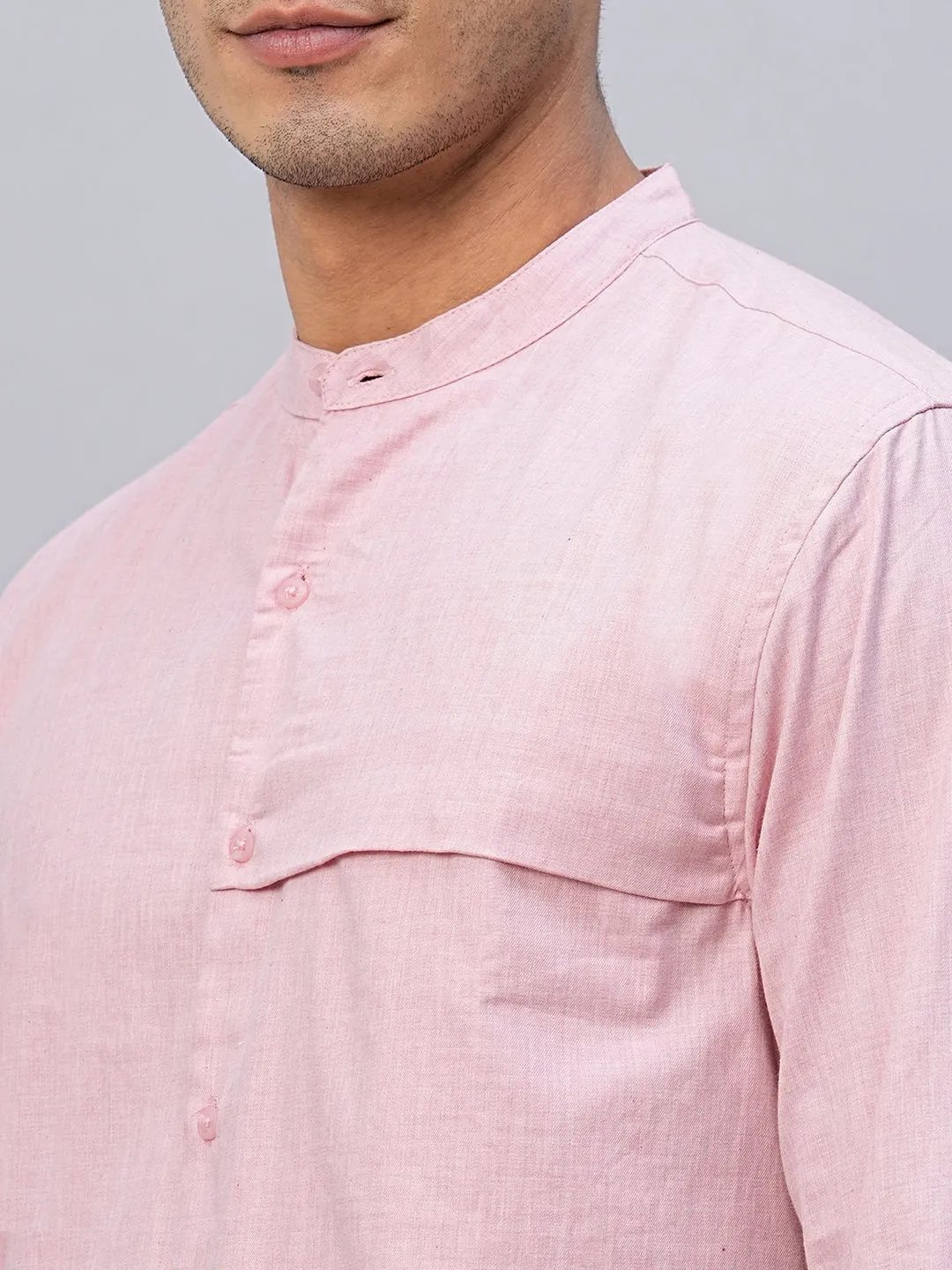 Men's Pink Cotton Regular Fit Shirt