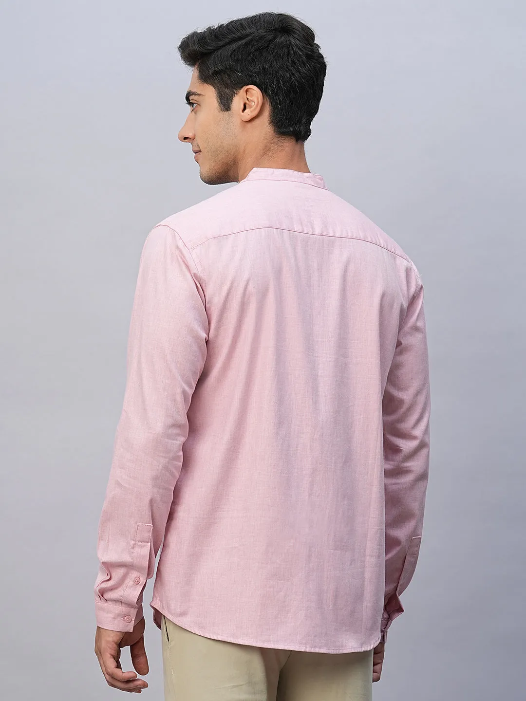 Men's Pink Cotton Regular Fit Shirt