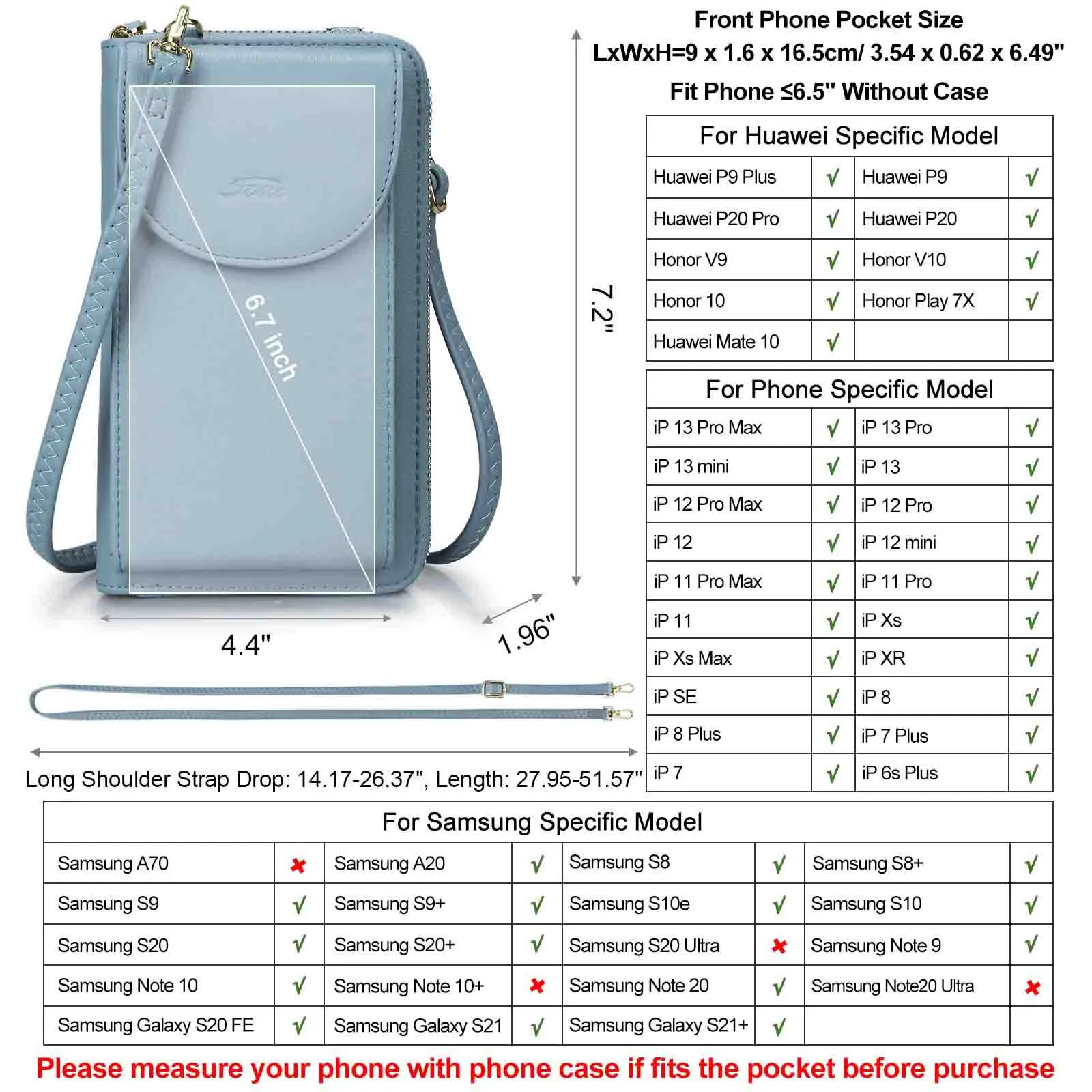 Mini RFID Cell Phone Crossbody Bag