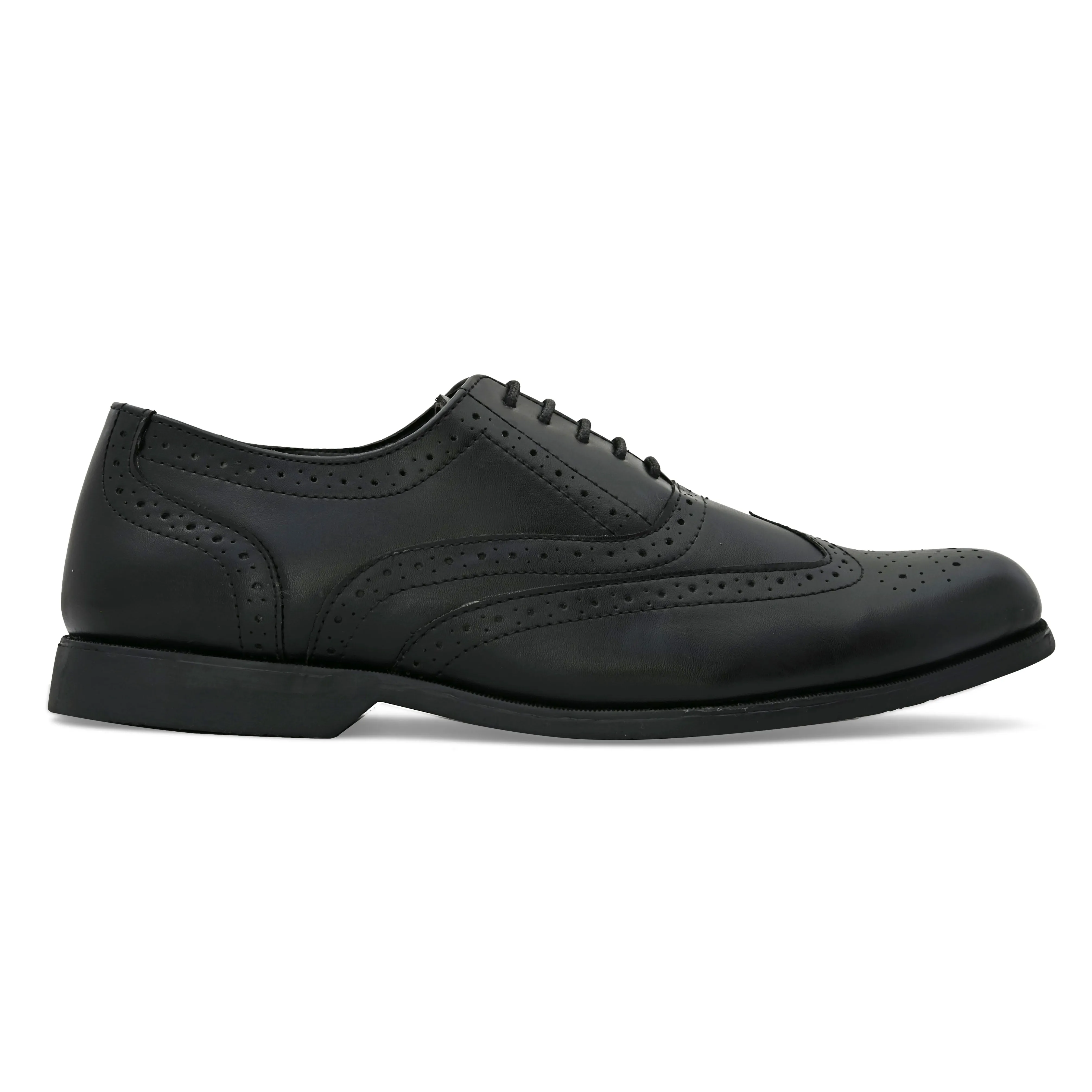 Mens Polished Black Leather Formal Brogues