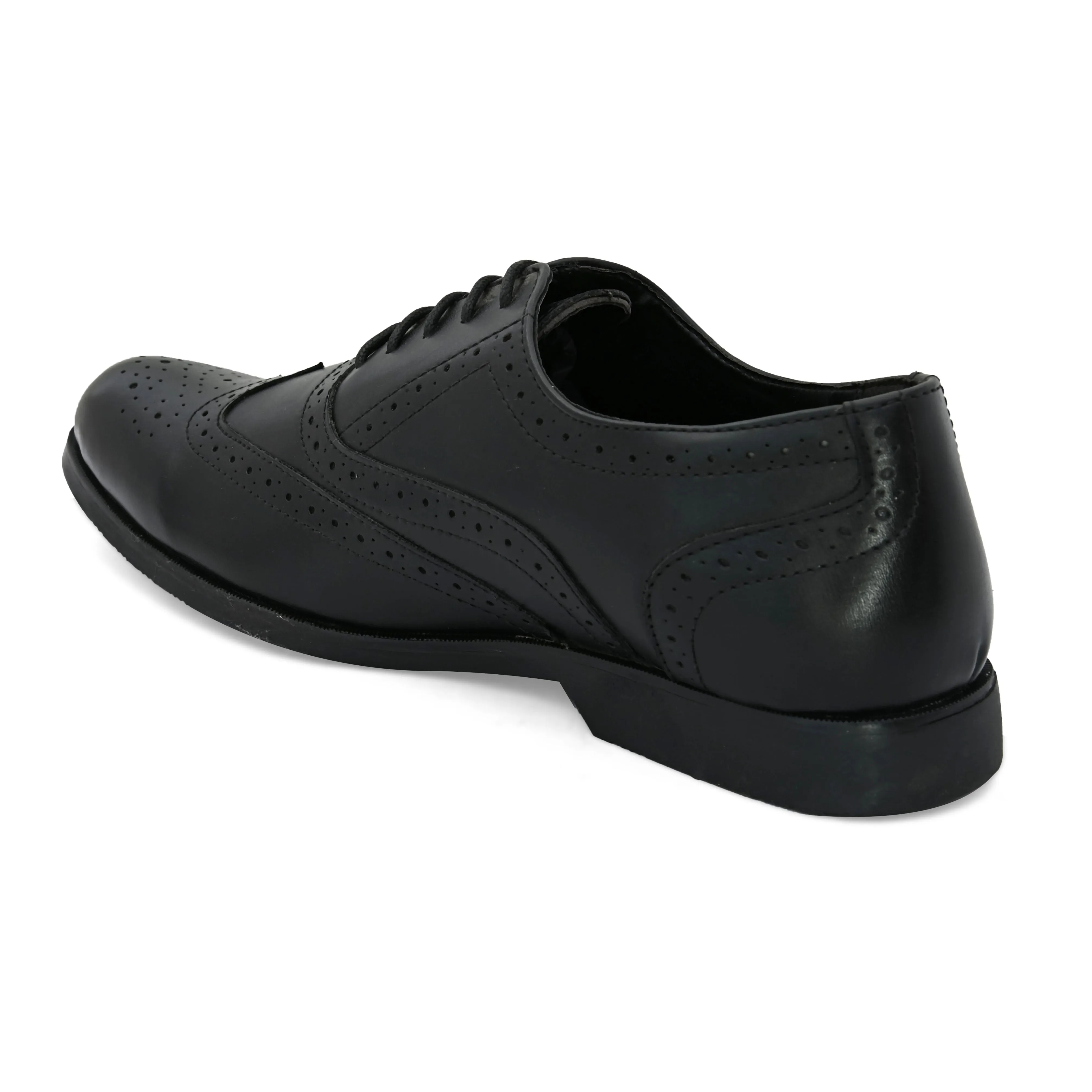 Mens Polished Black Leather Formal Brogues