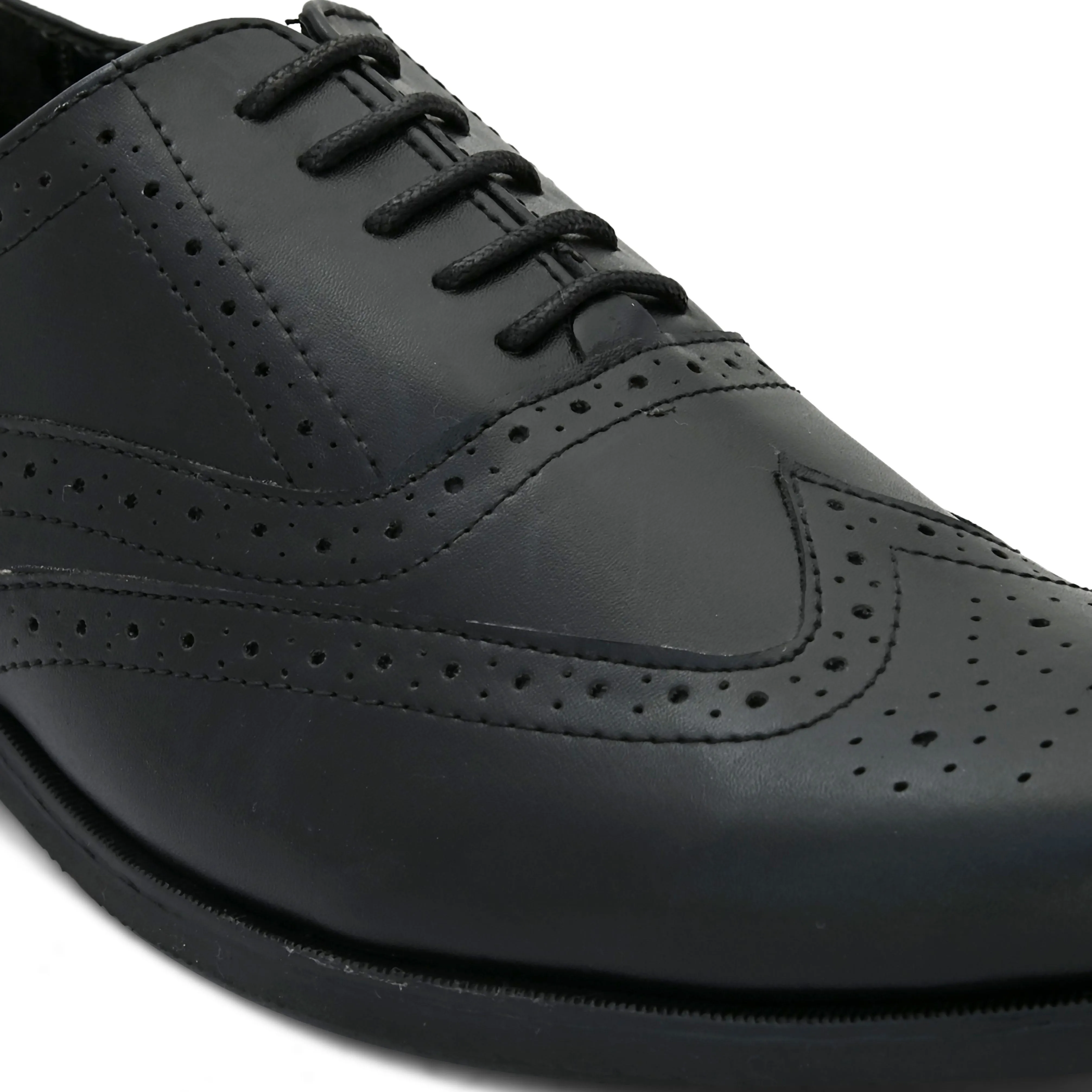 Mens Polished Black Leather Formal Brogues