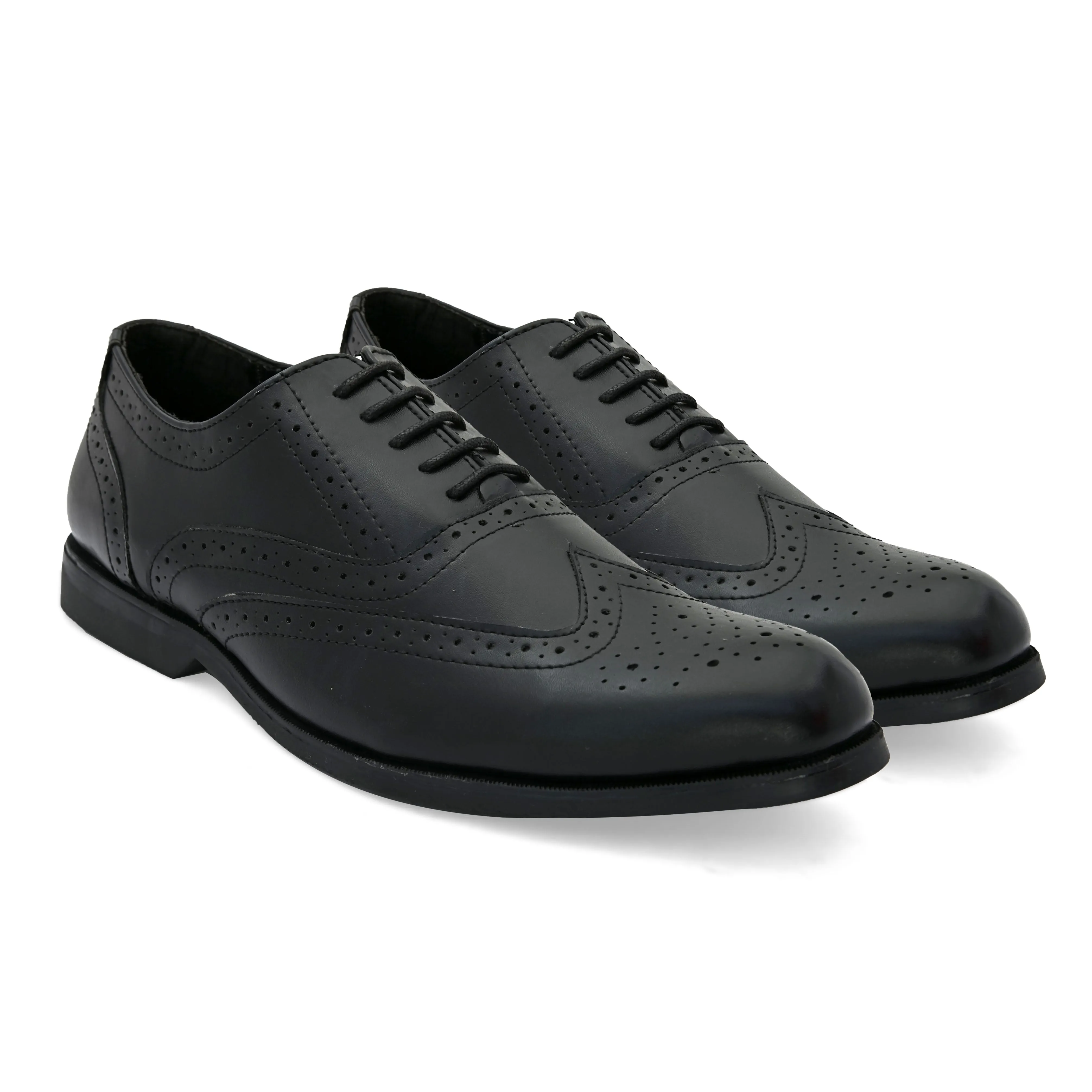 Mens Polished Black Leather Formal Brogues