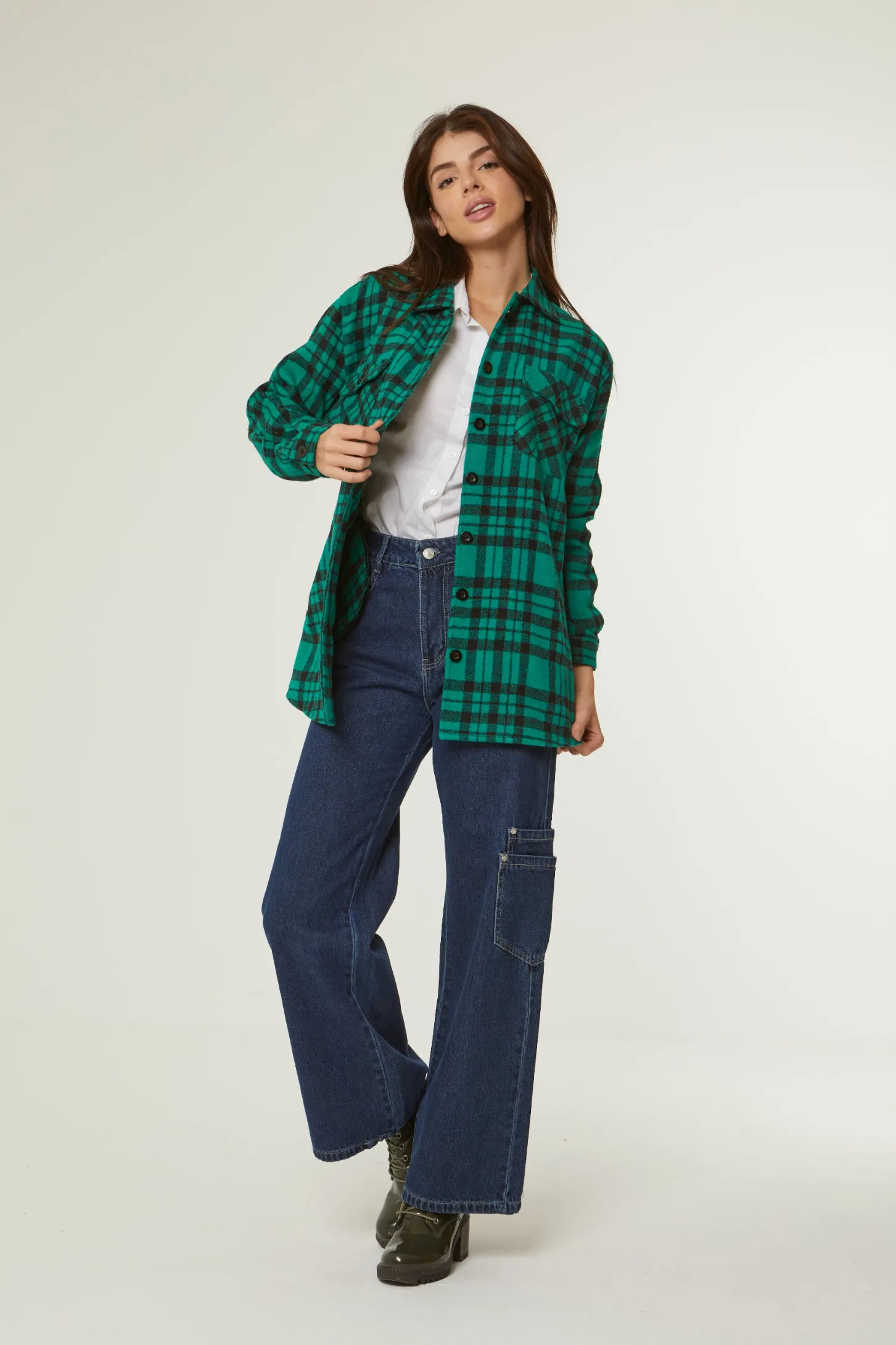 OVERSIZED FRONT POCKET SHIRT - GREEN