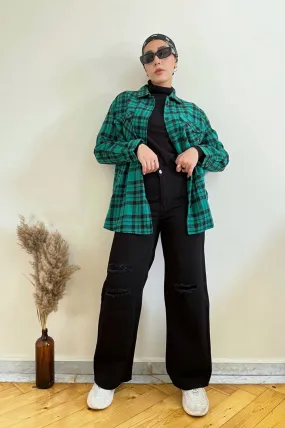 OVERSIZED FRONT POCKET SHIRT - GREEN