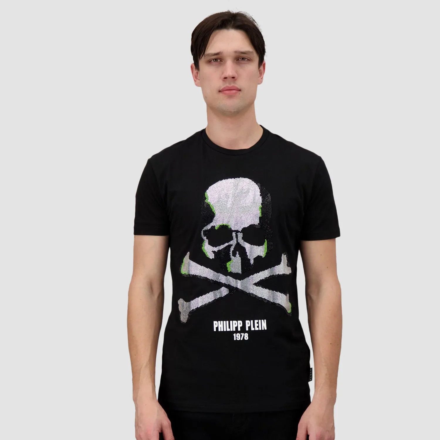 Philipp Plein Black Round Neck SS Skull Strass T-Shirt