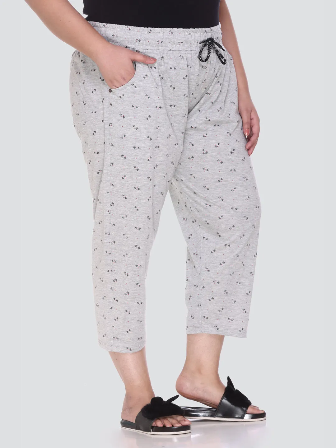 Plus Size Capri For Women - 3/4 Printed Pyjama (3XL TO 5XL)