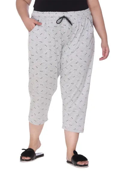 Plus Size Capri For Women - 3/4 Printed Pyjama (3XL TO 5XL)