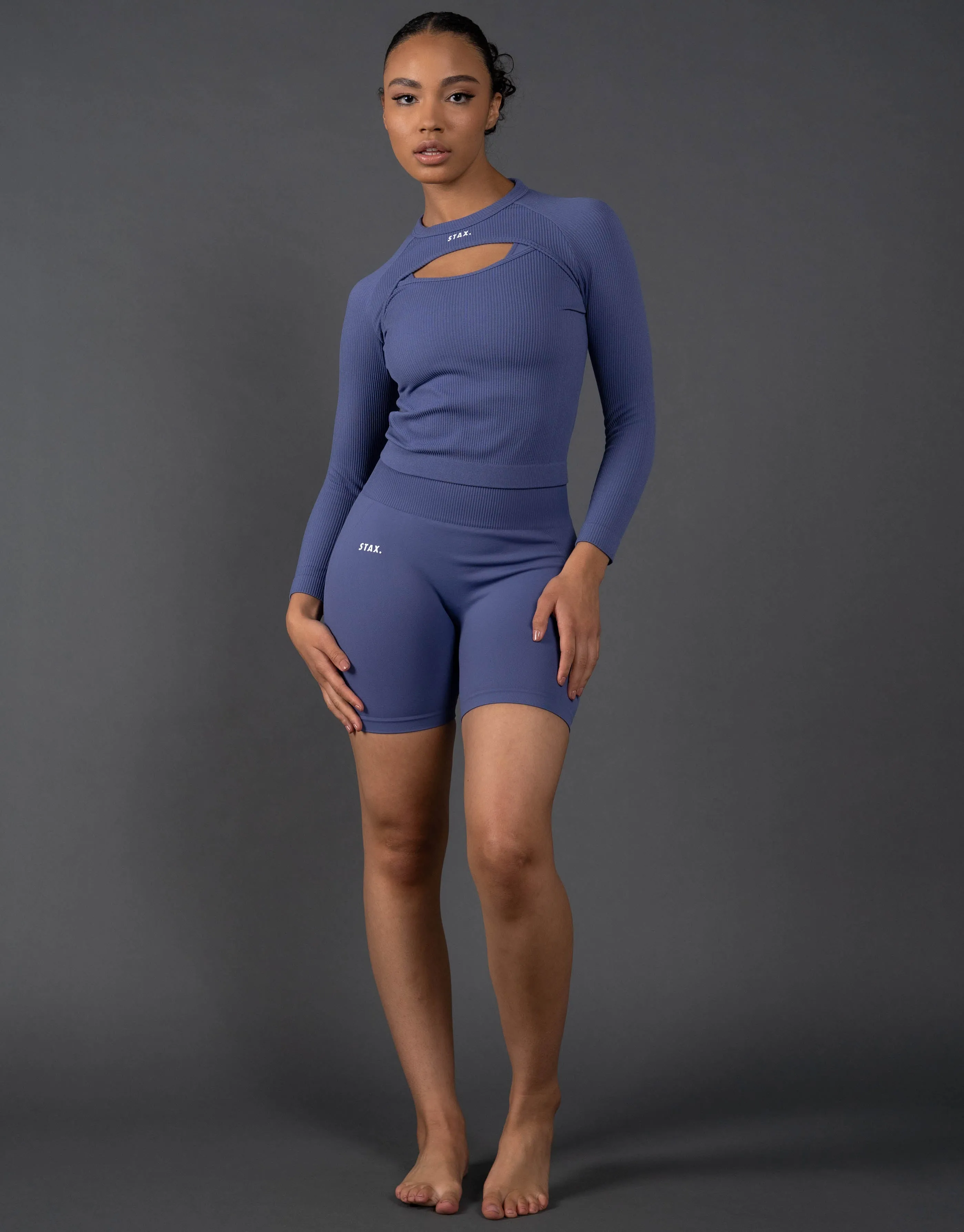 Premium Seamless Cut Out Long Sleeve Lounge V5.1 - Topaz