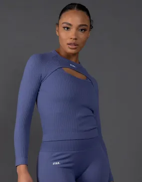 Premium Seamless Cut Out Long Sleeve Lounge V5.1 - Topaz