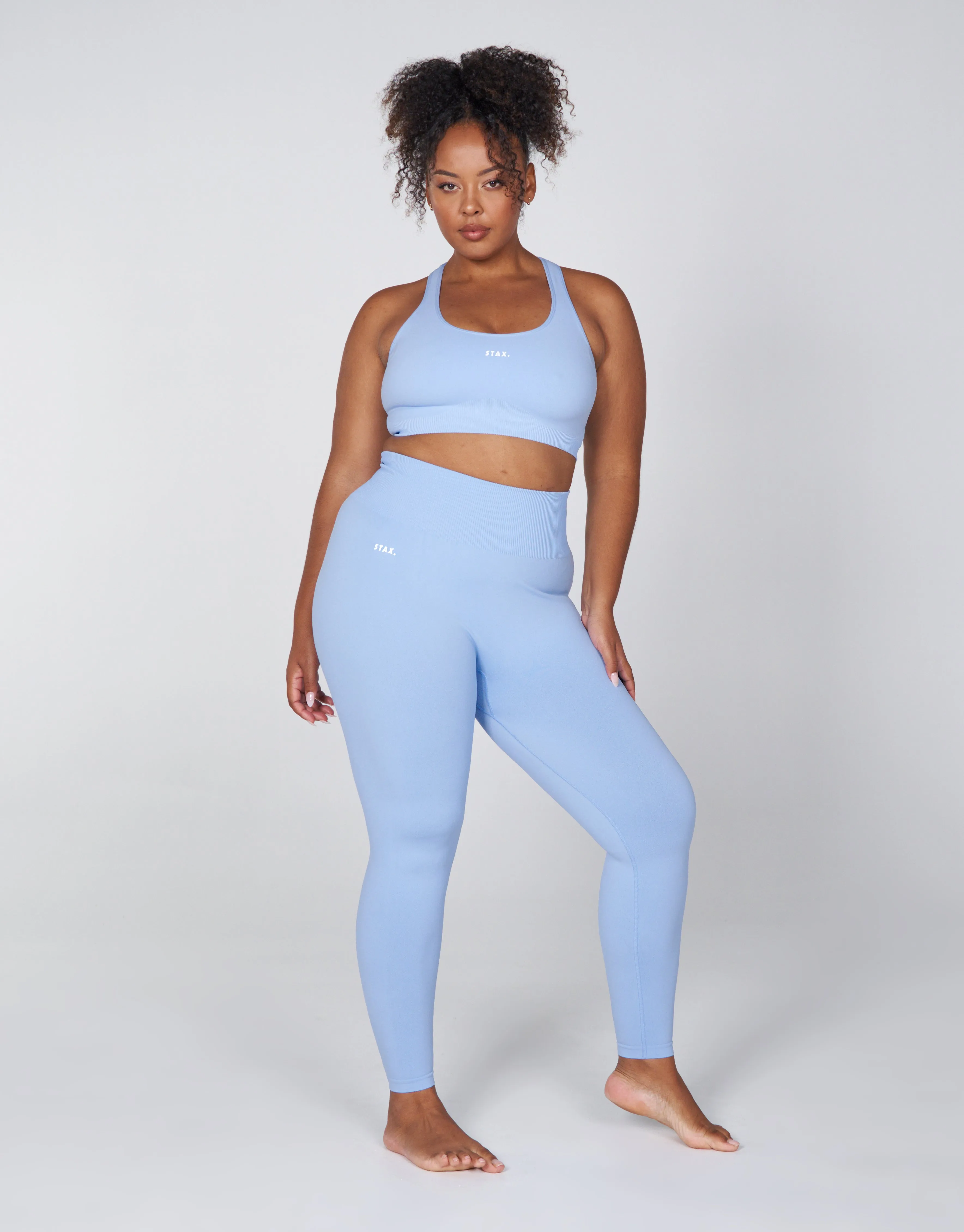 Premium Seamless Favourites Low Back Crop - Baby Blue