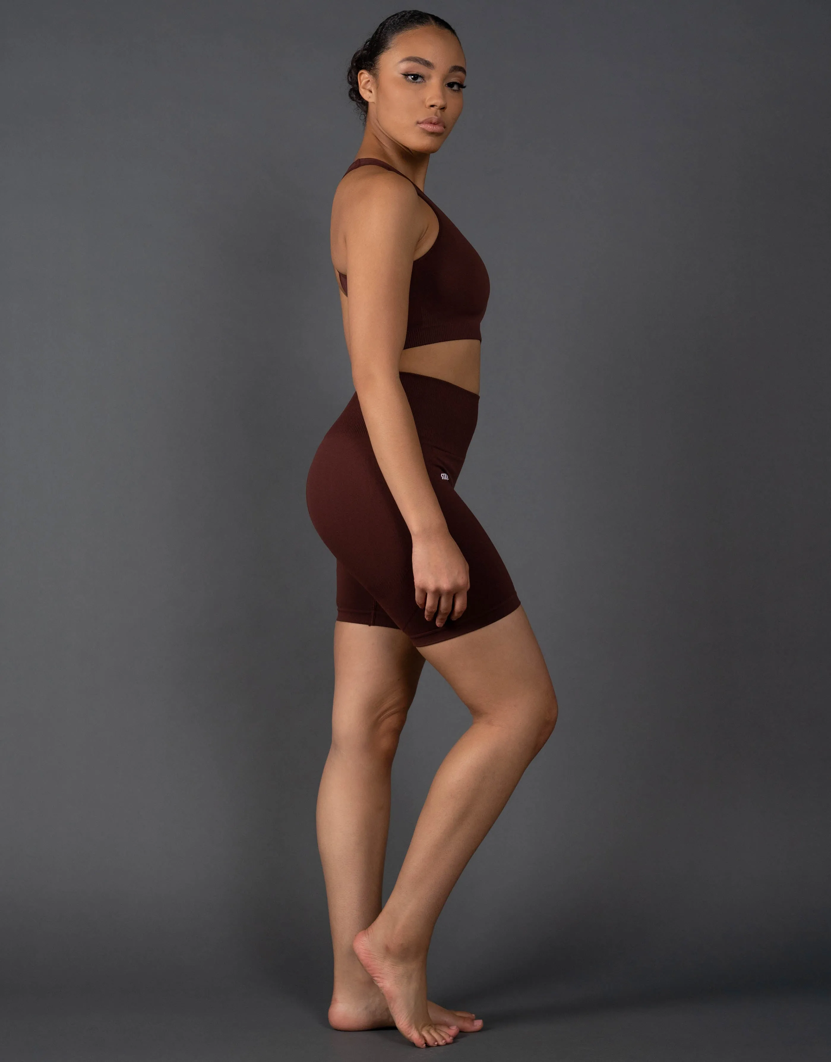 Premium Seamless Racer Crop V5.1 - Umber Brown