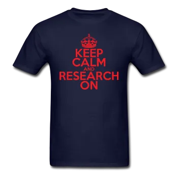 "Keep Calm and Research On" (red) - Men's T-Shirt