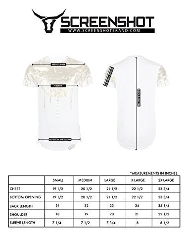 SCREENSHOTBRAND MENS HIPSTER HIP-HOP PREMIUN TEES - STYLISH LONGLINE LATEST FASHION PRINT T-SHIRTS GOLD FOIL MD - WHITE - SMALL