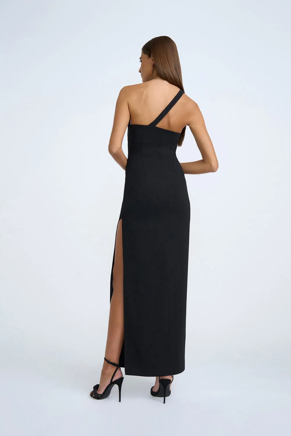 Sharp One Shoulder Dress - Black