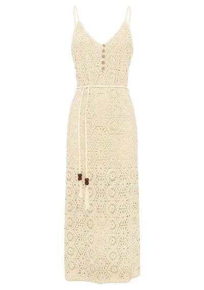 Talia Beach Lace Midi Dress - Ivory