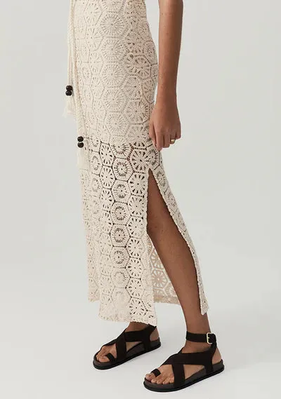 Talia Beach Lace Midi Dress - Ivory