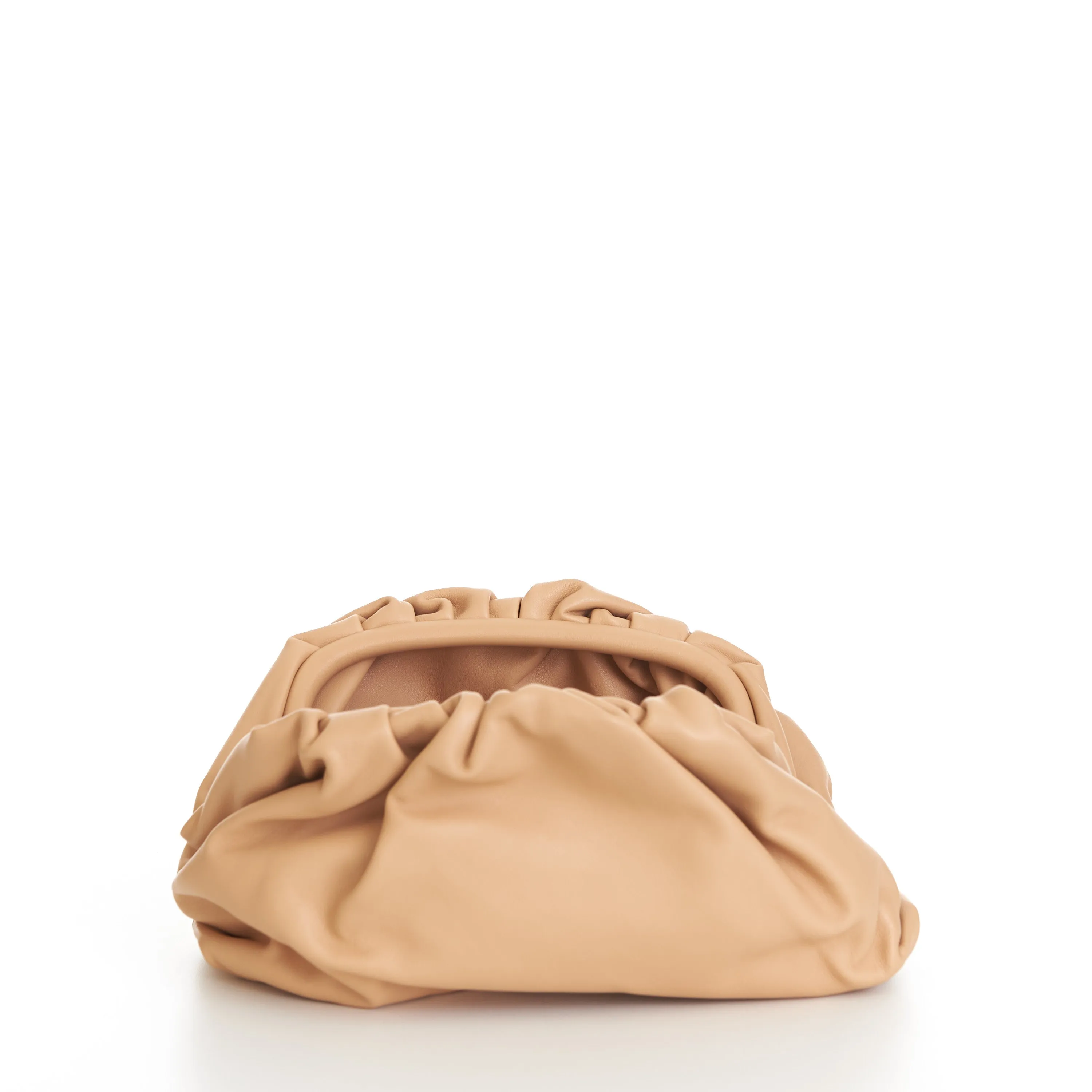 Teen Pouch Clutch Bag In Almond Calfskin Leather