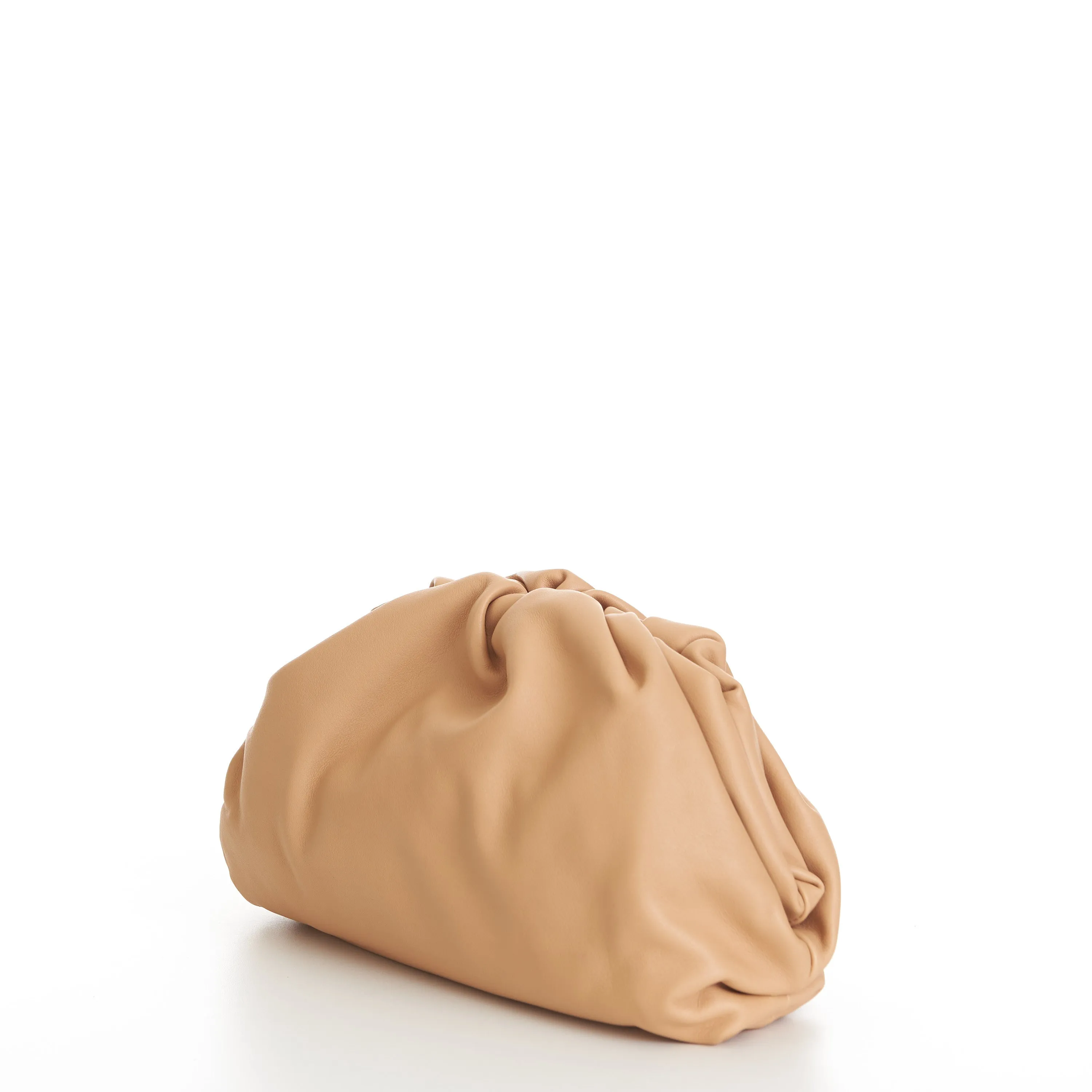 Teen Pouch Clutch Bag In Almond Calfskin Leather