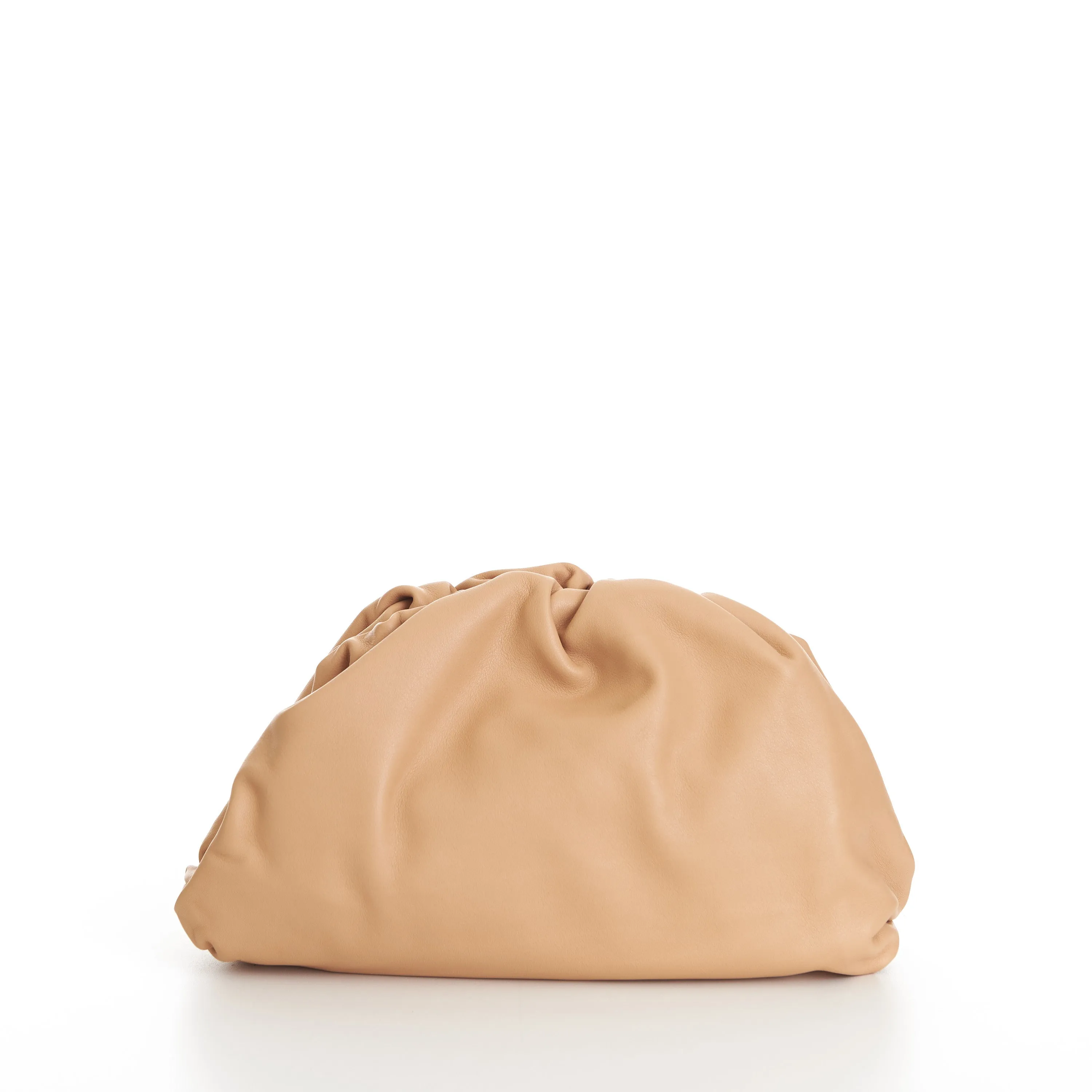 Teen Pouch Clutch Bag In Almond Calfskin Leather