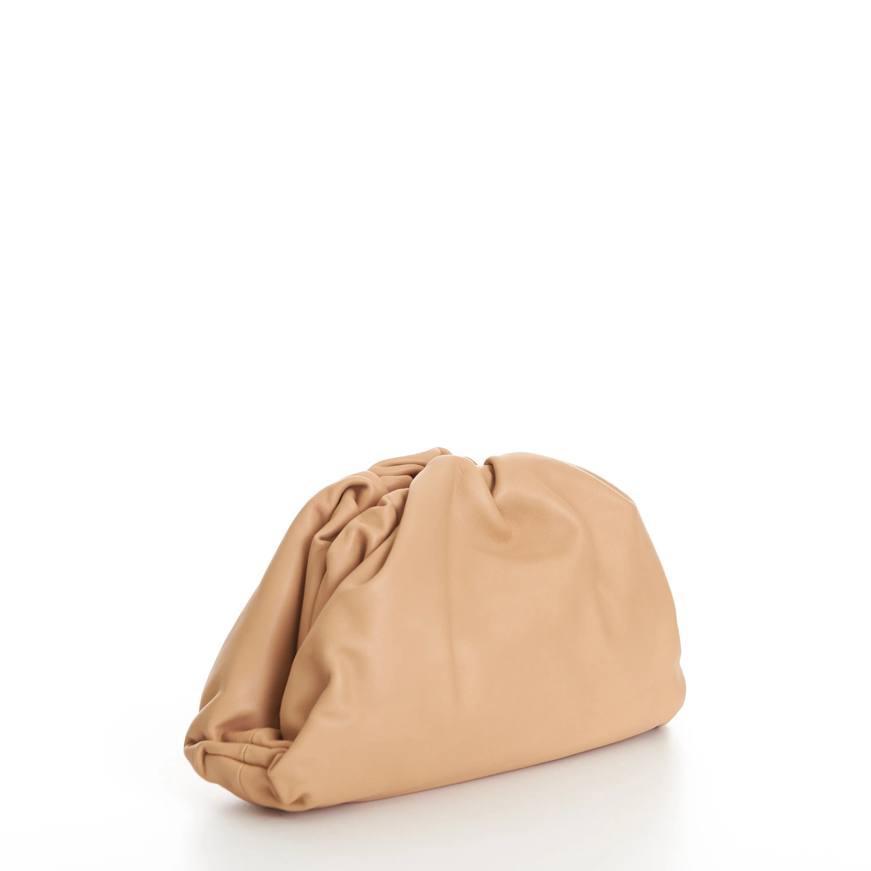 Teen Pouch Clutch Bag In Almond Calfskin Leather