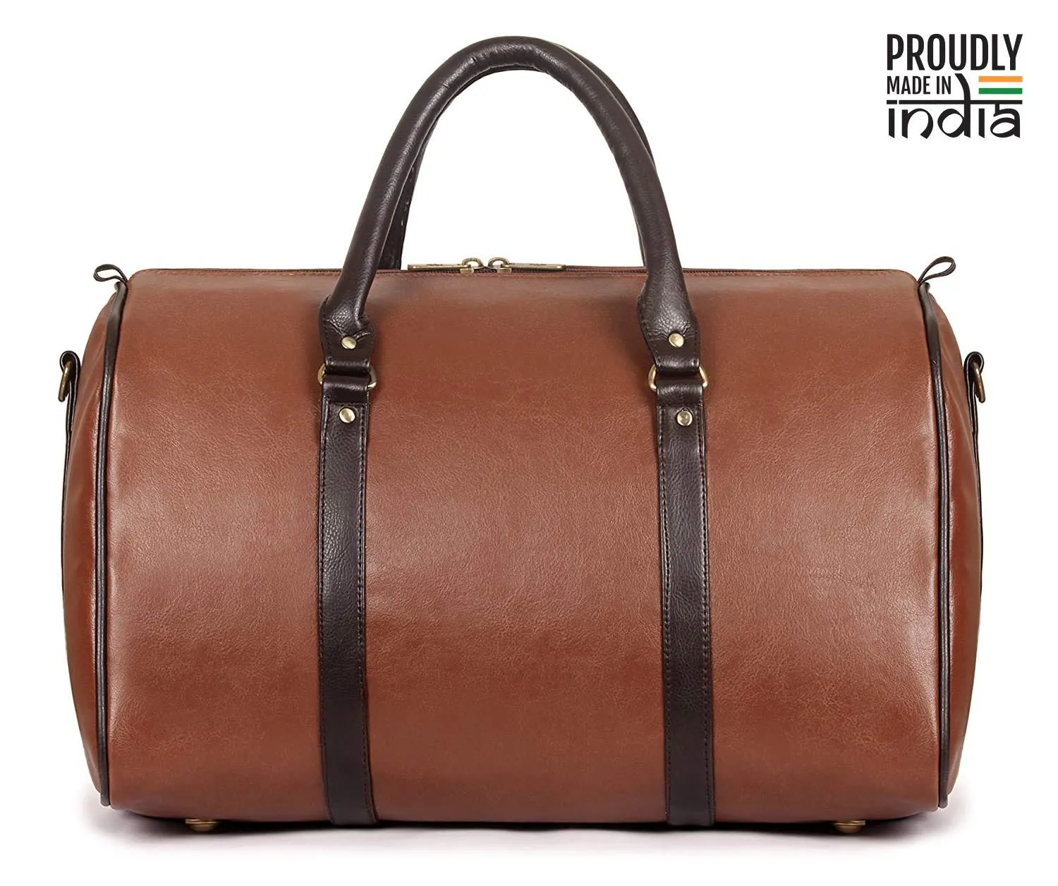 The Clownfish Browny 36 liters Faux Leather Travel Duffle Bag Men Travel Duffel Bag Luggage Daffel Bags Air Bags Luggage Bag Travelling Bag Truffle Bags (Rust Brown)