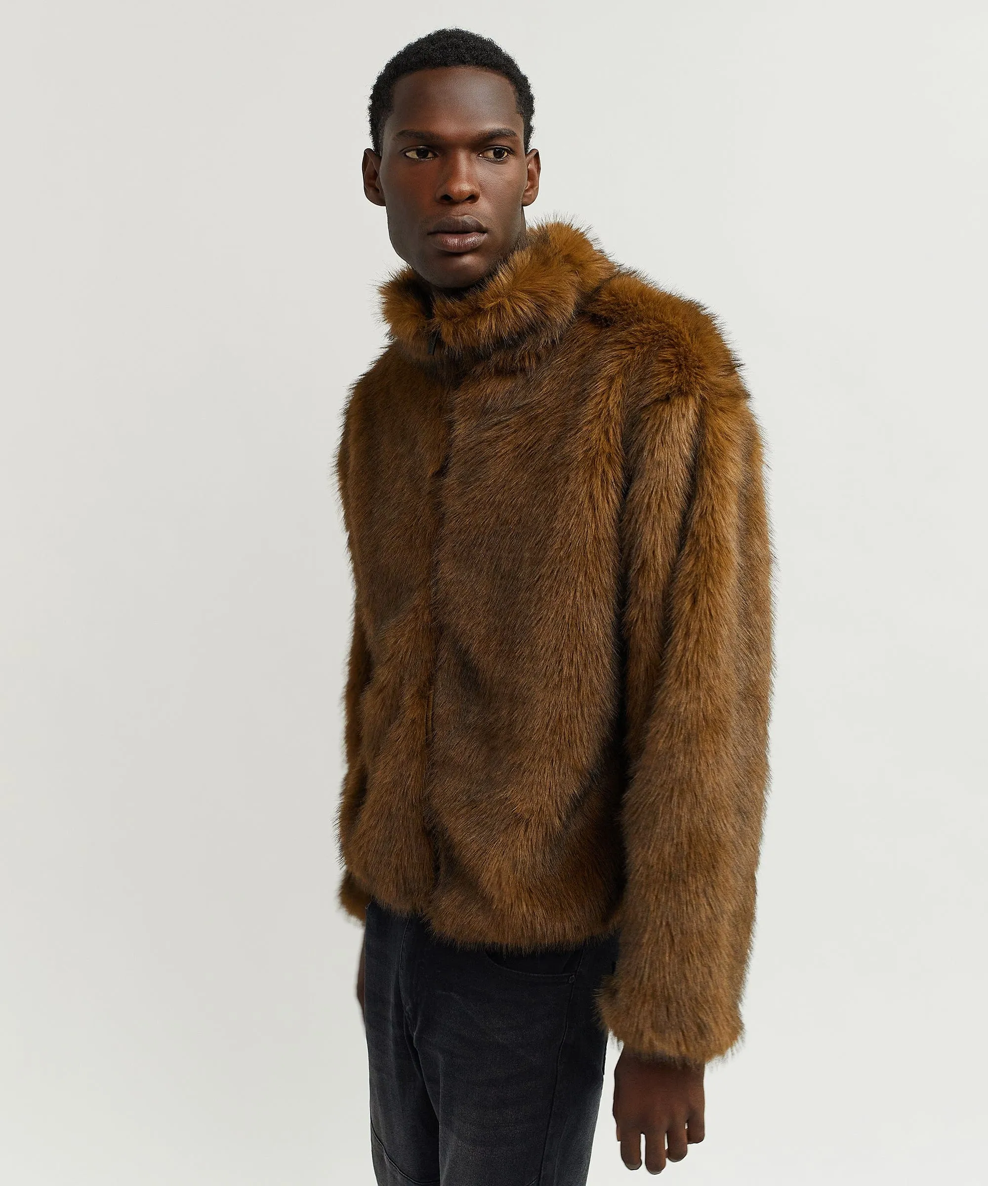 Uptown Faux Fur Jacket - Brown