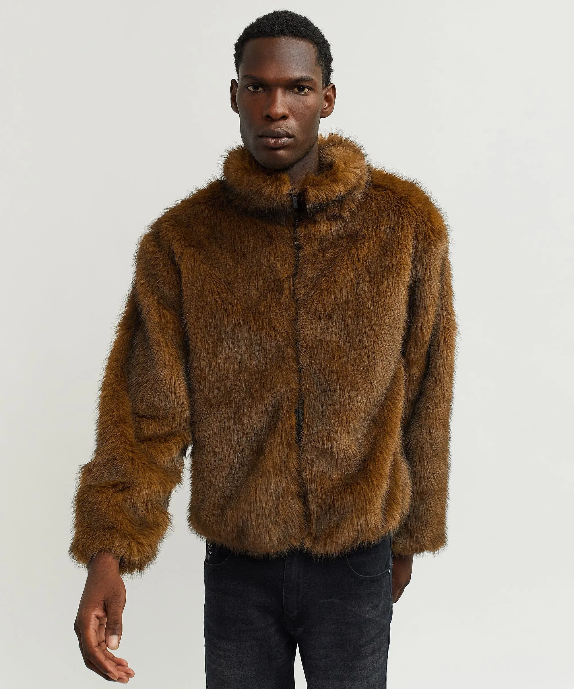 Uptown Faux Fur Jacket - Brown