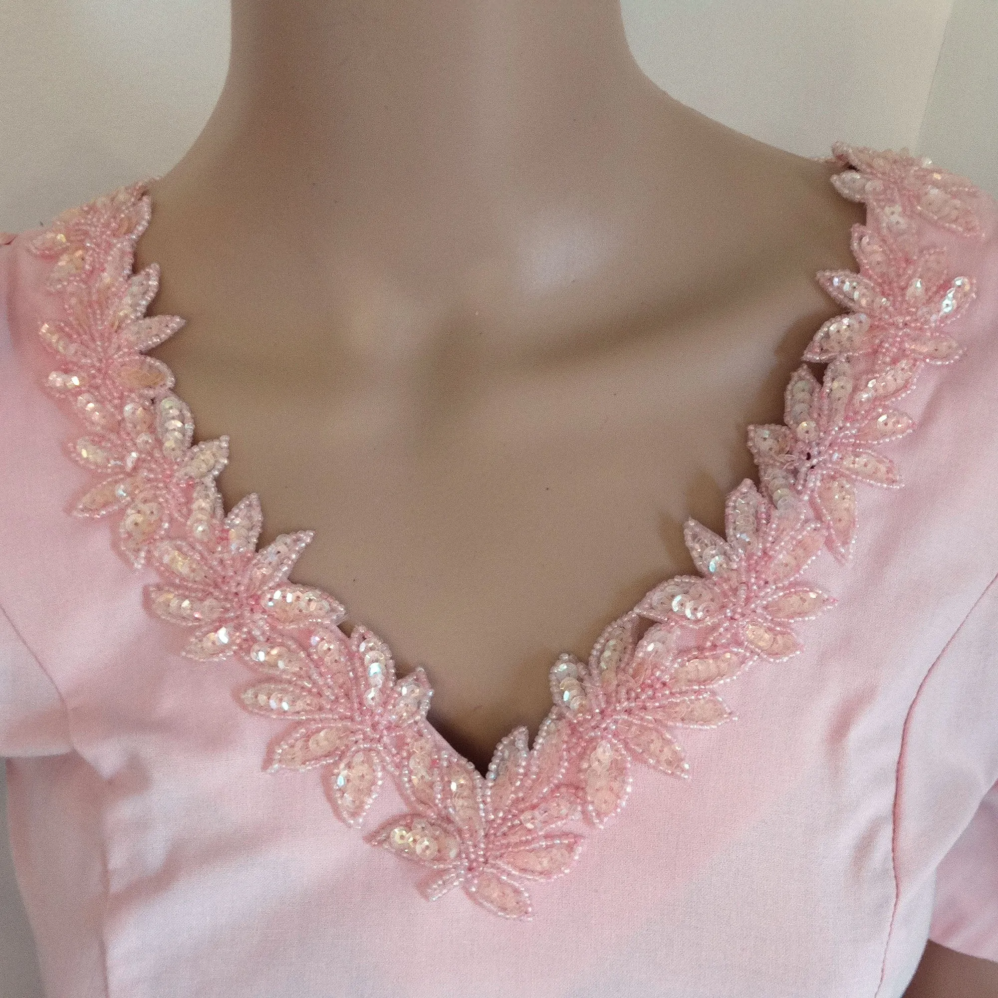 Vintage Laura Ashley Pink Bead Embellished Bridesmaid's Party Dress - XS/S