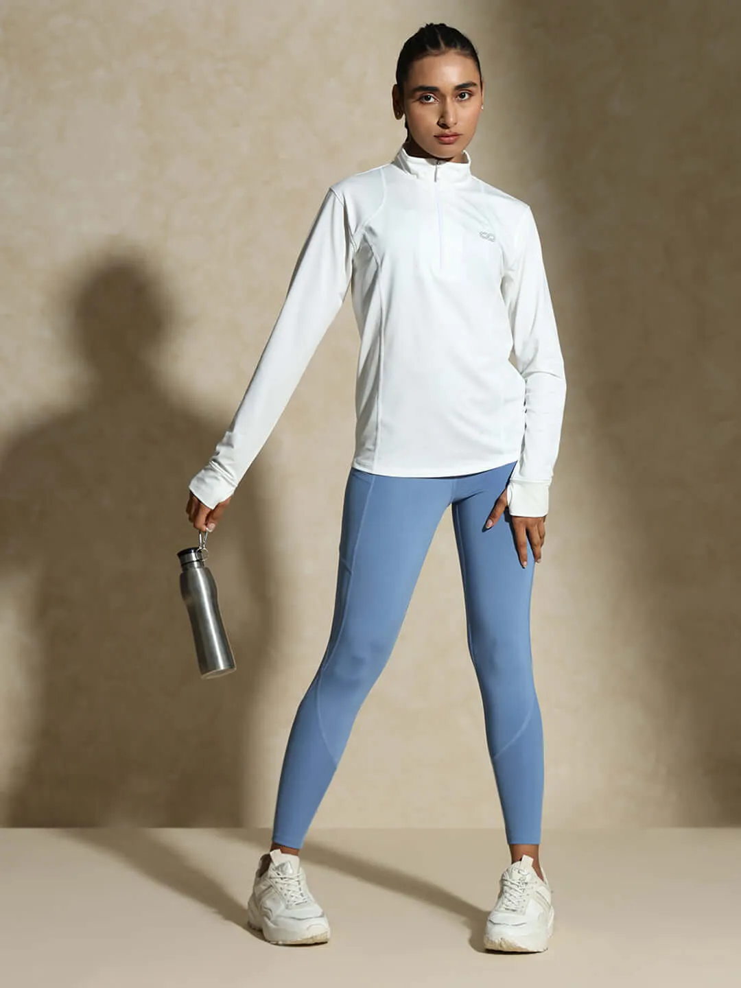 Women's Ath Runner Zip Neck White