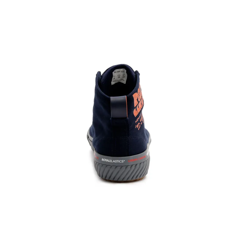 Women's Harajuku Navy Orange Canvas High Tops 94784-551