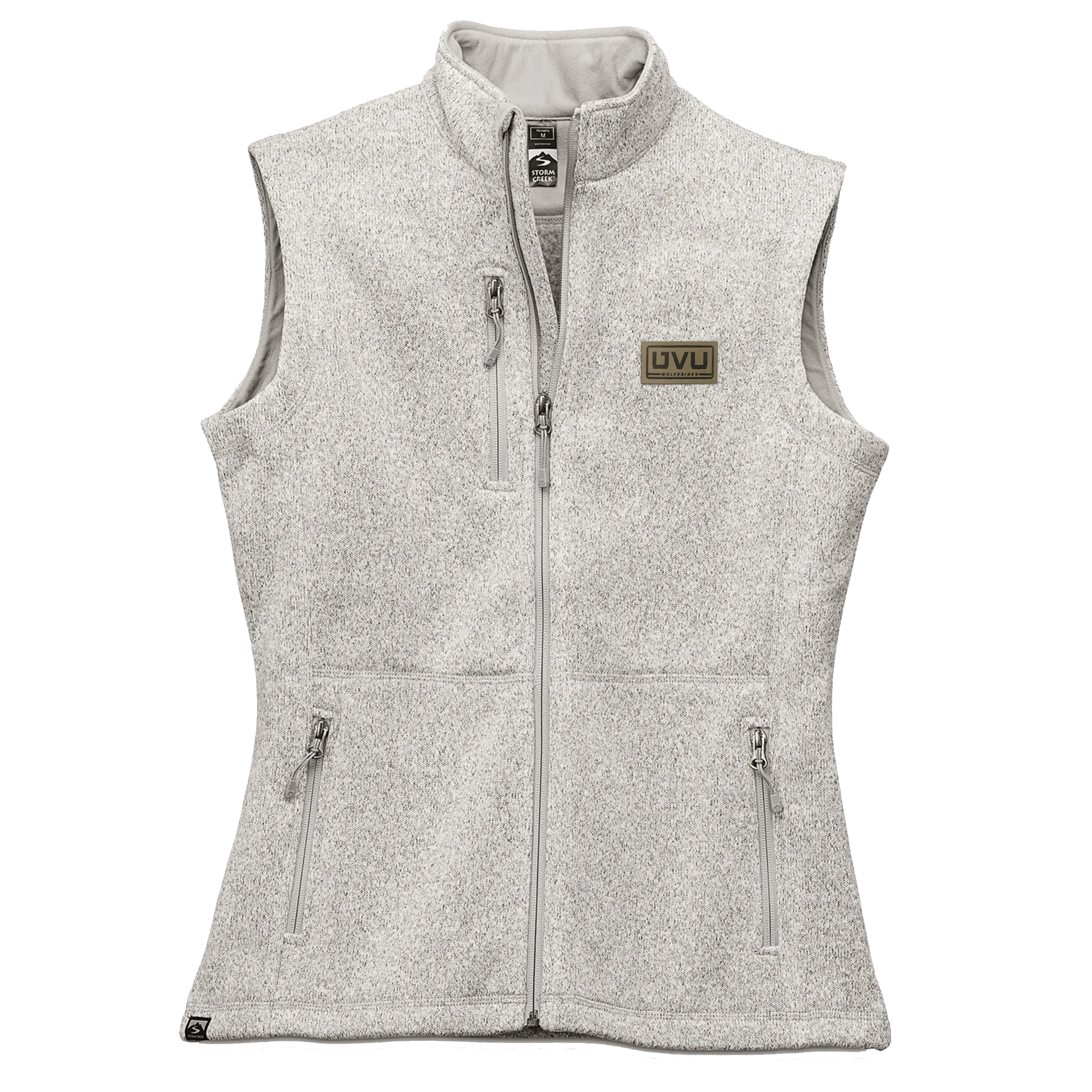 WOMEN’S STORM CREEK SWEATERFLEECE VEST- Pleather Mono Patch