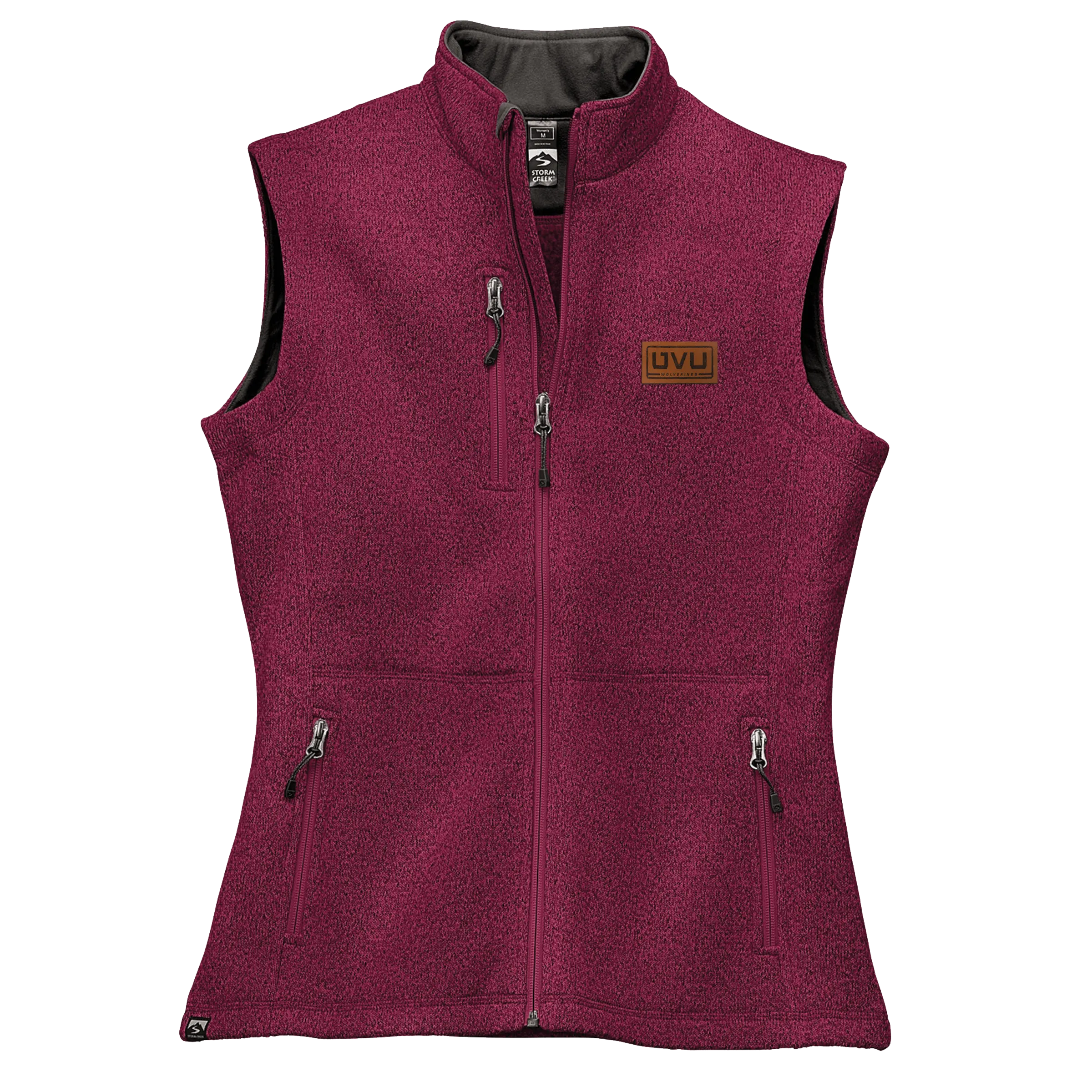 WOMEN’S STORM CREEK SWEATERFLEECE VEST- Pleather Mono Patch