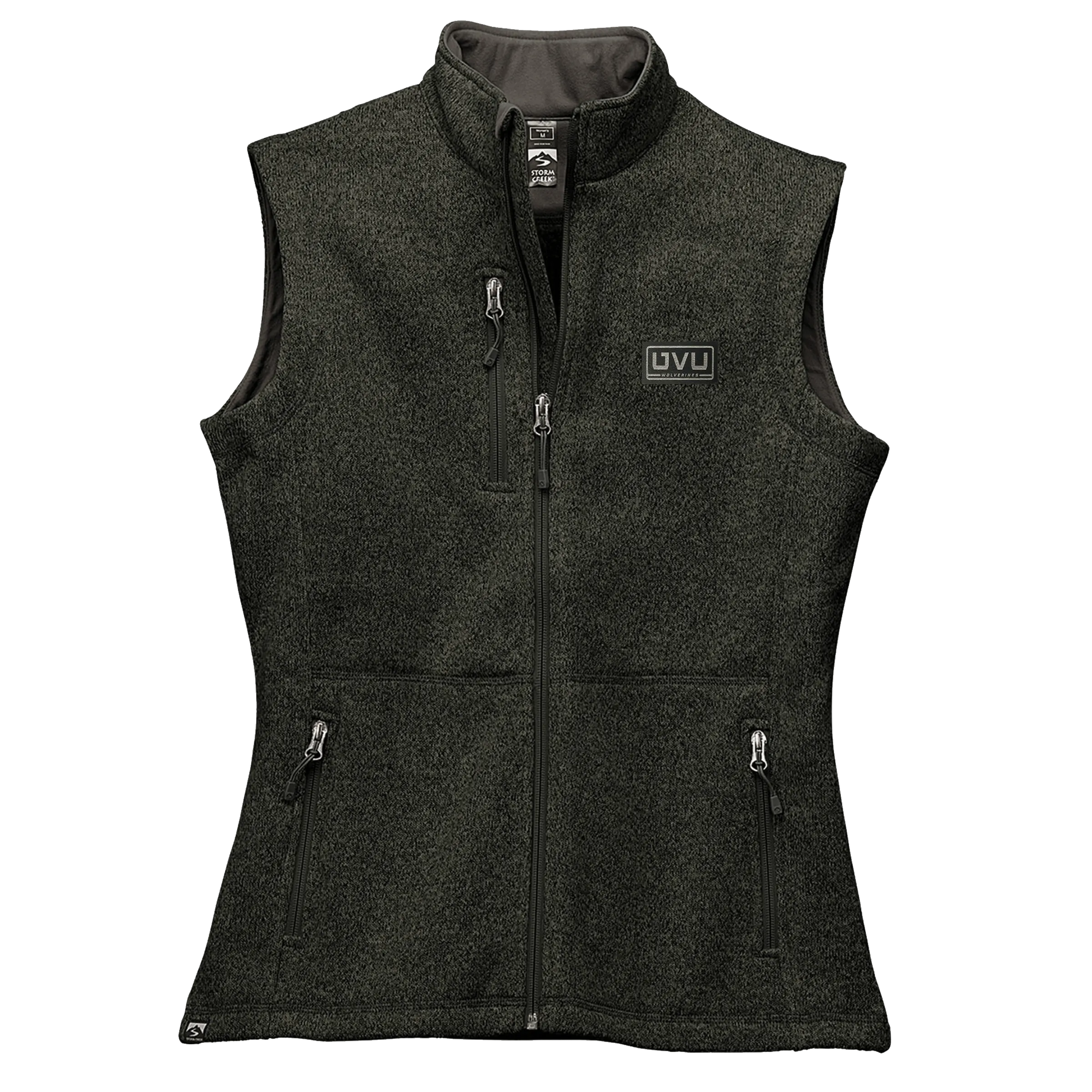 WOMEN’S STORM CREEK SWEATERFLEECE VEST- Pleather Mono Patch