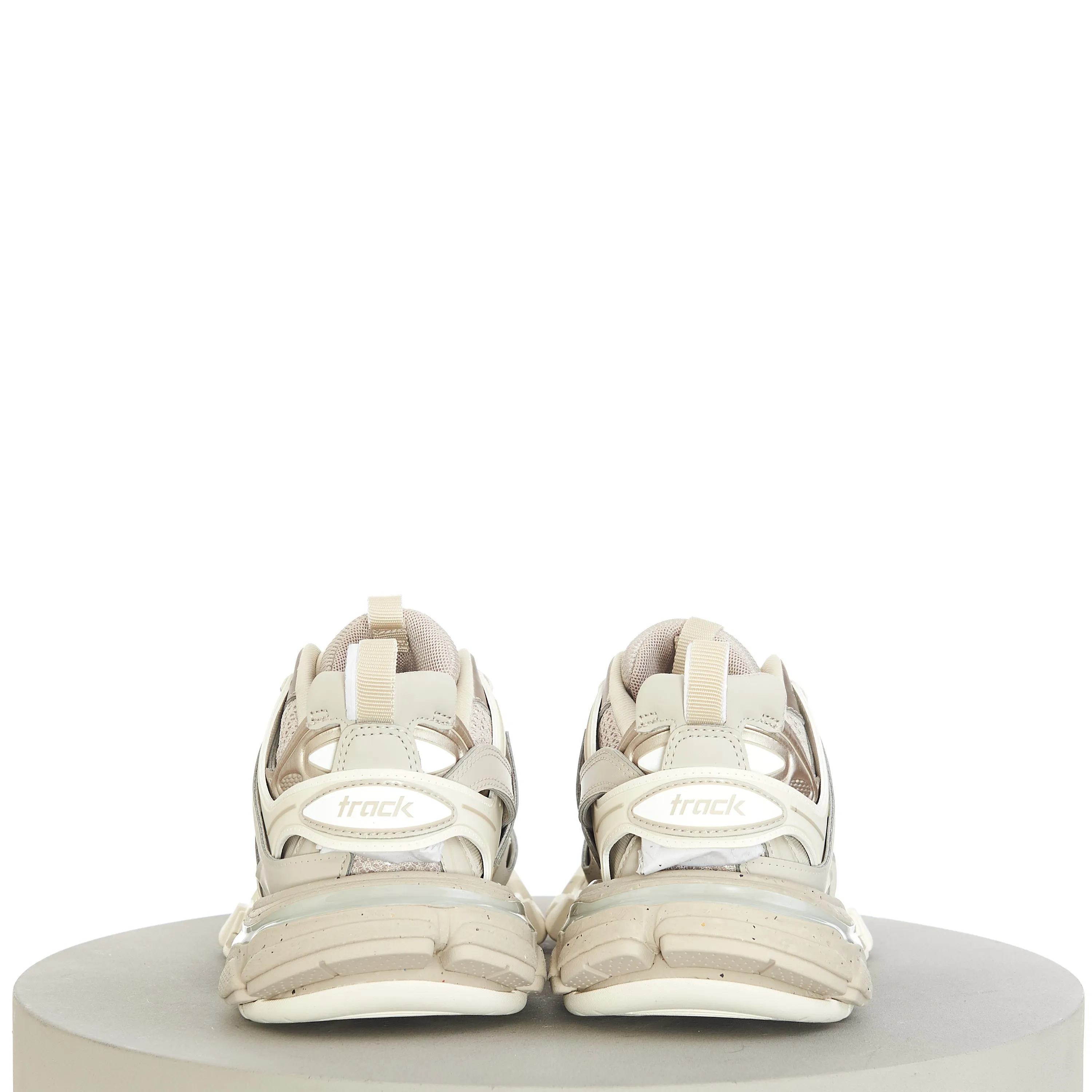 Women's Track Sneaker Recycled Sole In Light Beige Mesh & Nylon