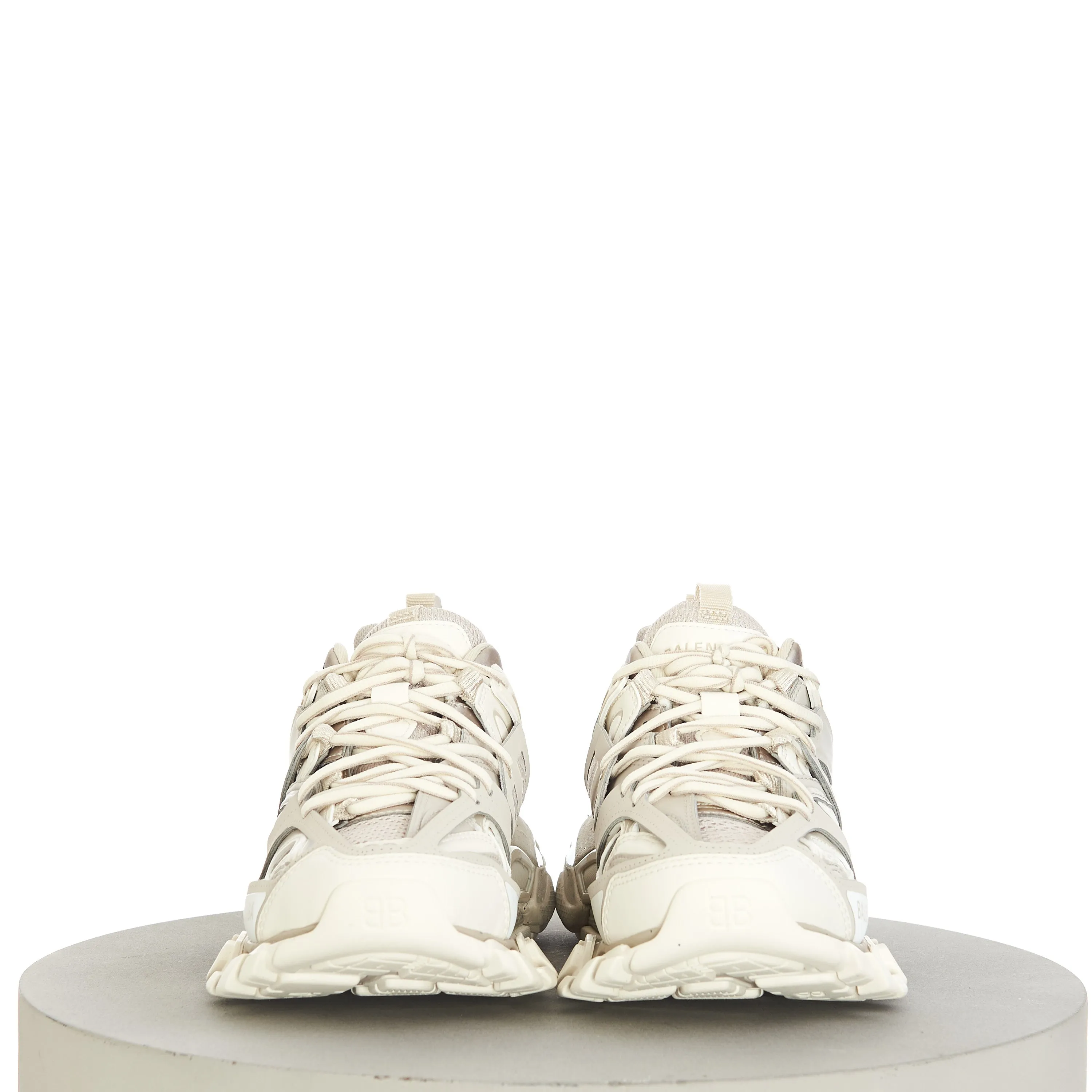 Women's Track Sneaker Recycled Sole In Light Beige Mesh & Nylon