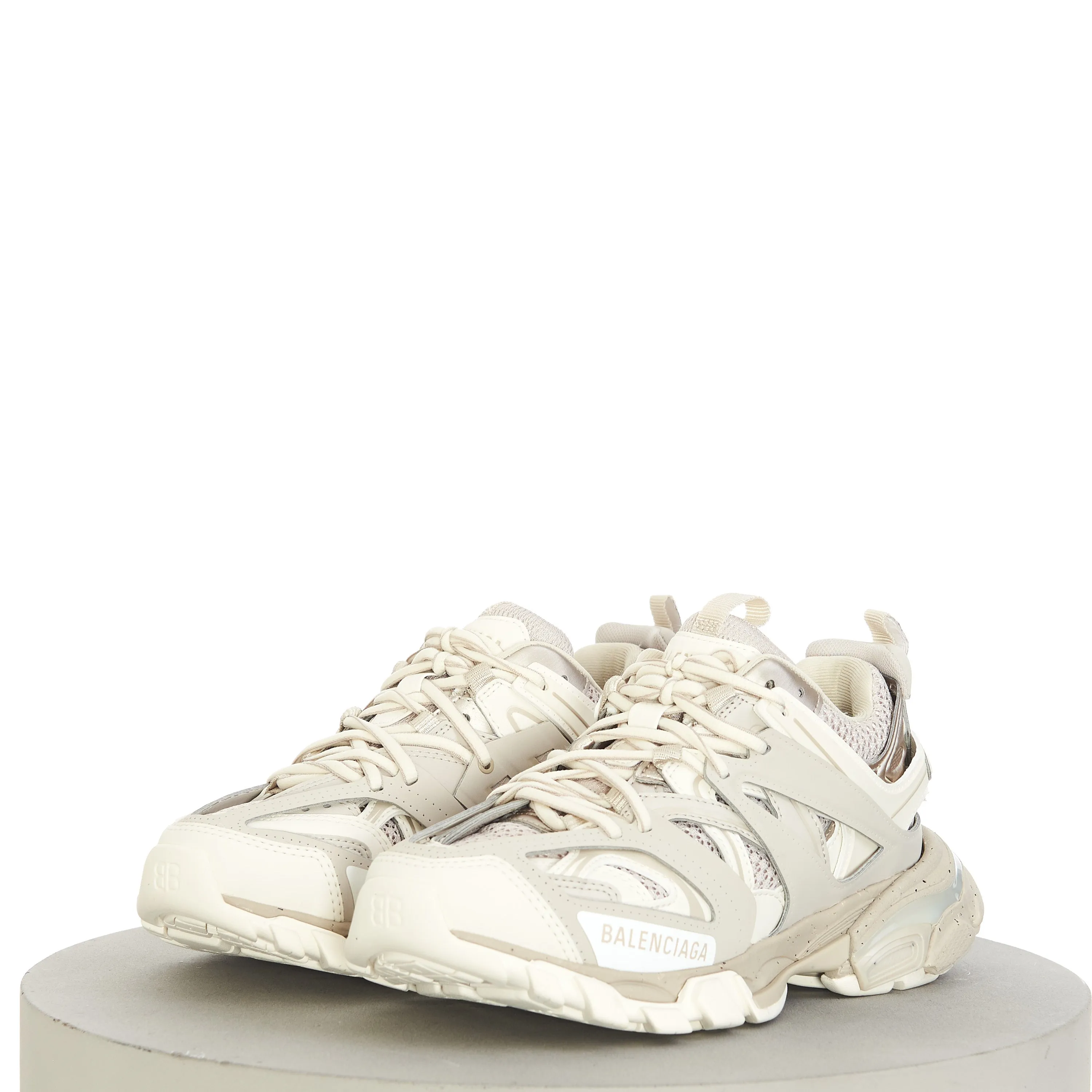 Women's Track Sneaker Recycled Sole In Light Beige Mesh & Nylon